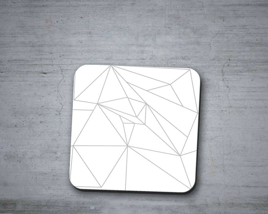 White Coasters with a Grey Geometric Line Design, Table Decor Drinks Mat