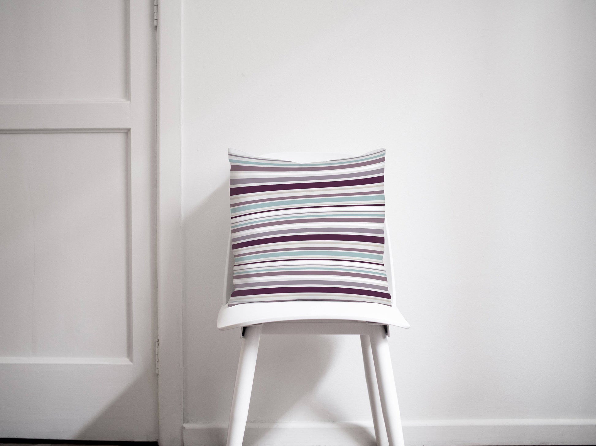 Purple and Duck Egg Blue Striped Cushion, Throw Pillow