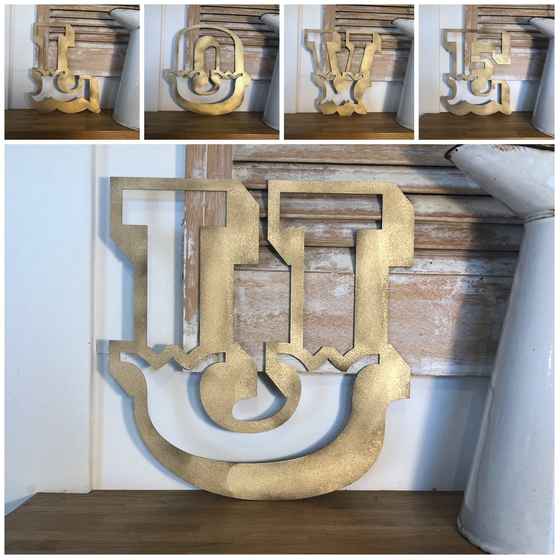 A-Z Rustic 5" or 12" Gold Metal Carnival Letters.
