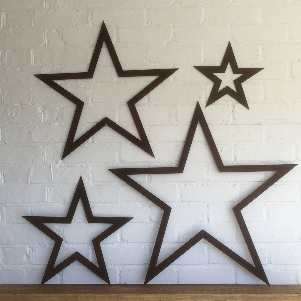 Set of 4 rusty Metal stars, Home & Garden decoration
