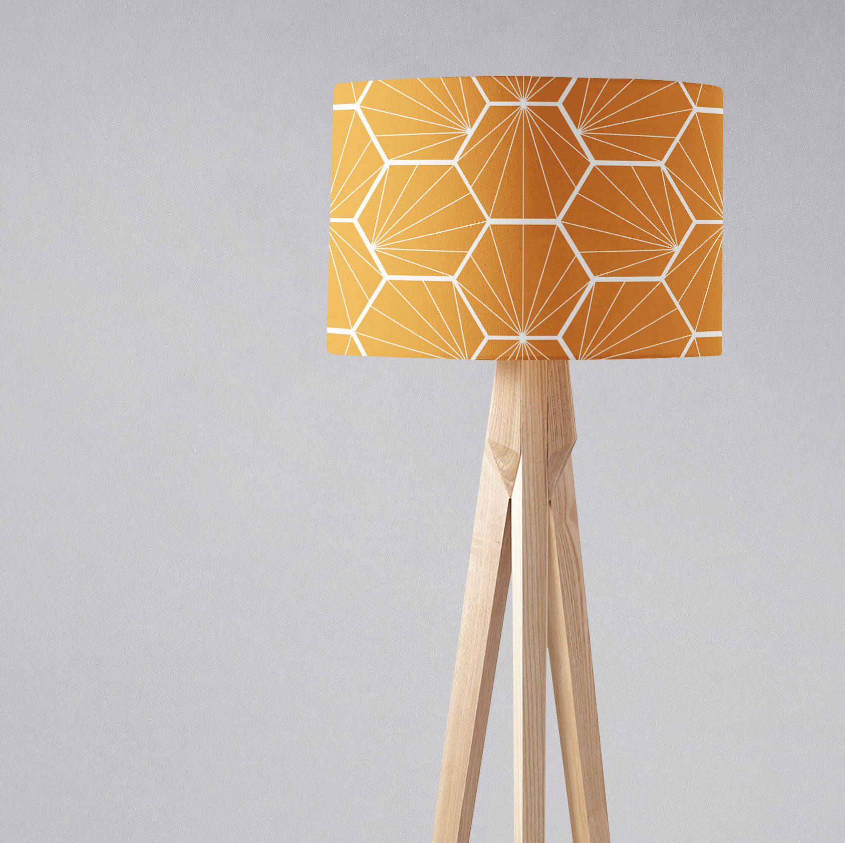 Butterscotch Yellow Geometric Hexagons Lampshade, Ceiling or Table Lamp Shade