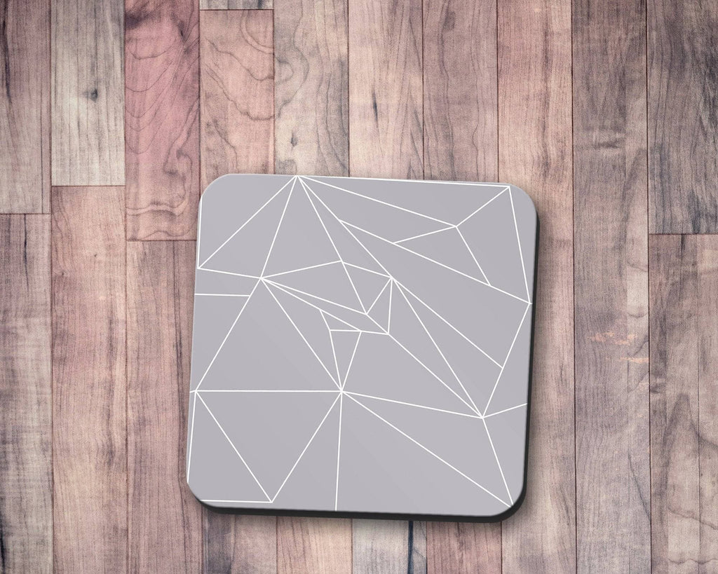 Grey Coasters with a White Lines Geometric Design, Table Decor Drinks Mat