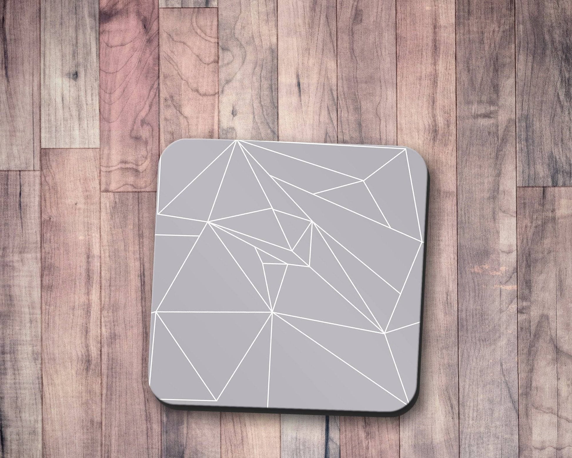 Grey Coasters with a White Lines Geometric Design, Table Decor Drinks Mat
