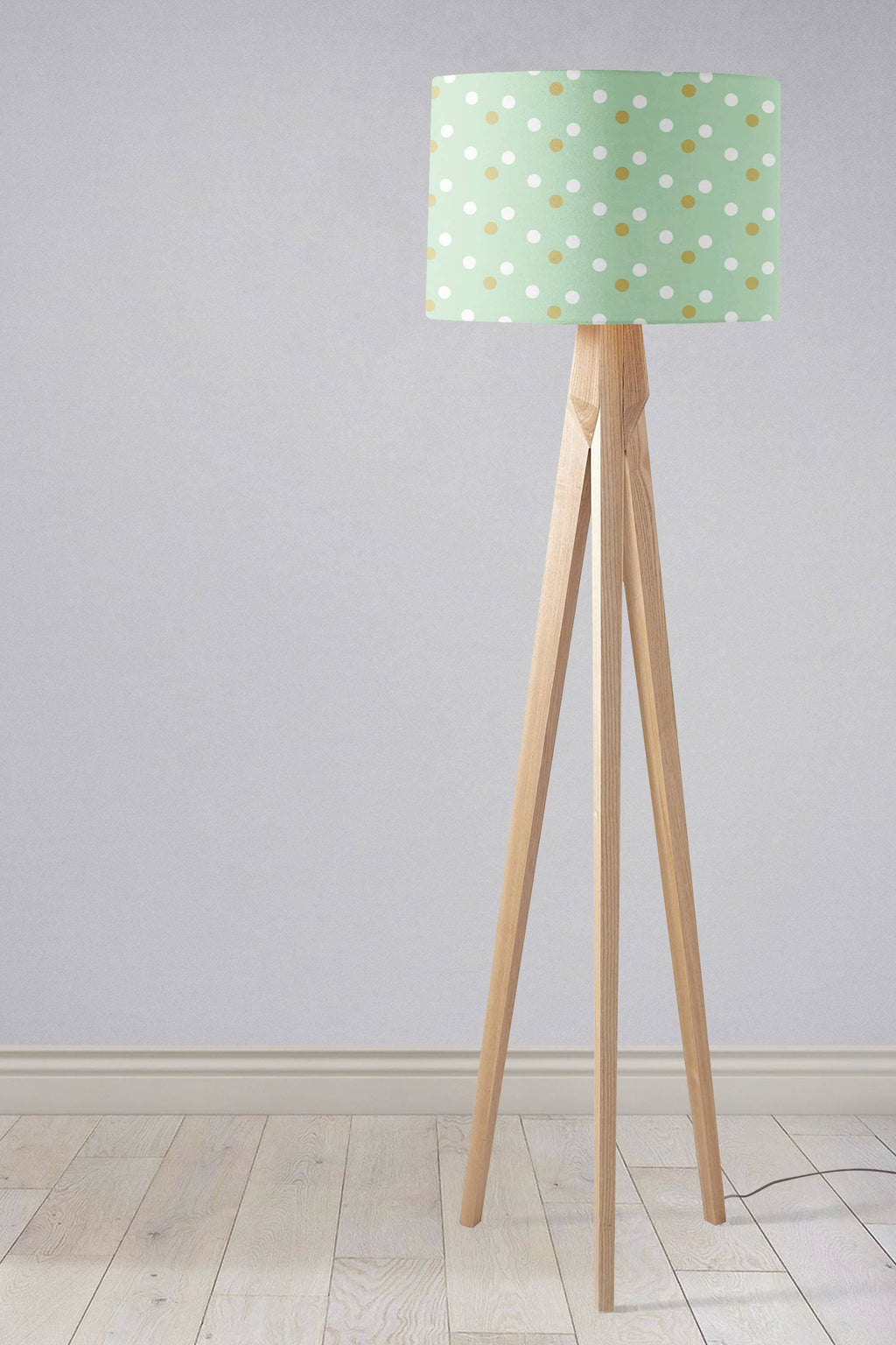 Mint Green with White and Gold Spots Lampshade, Table or Ceiling Light Shade