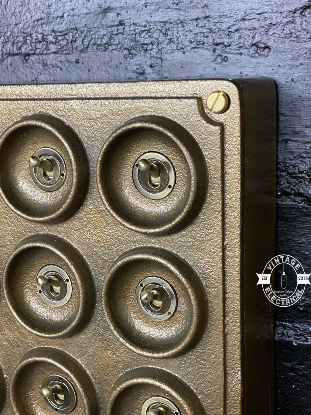 12 Gang 2 Way Bronze Solid Cast Metal Surface Mounting Conduit Light Switch Industrial - BS EN Approved Vintage Crabtree 1950’s Style