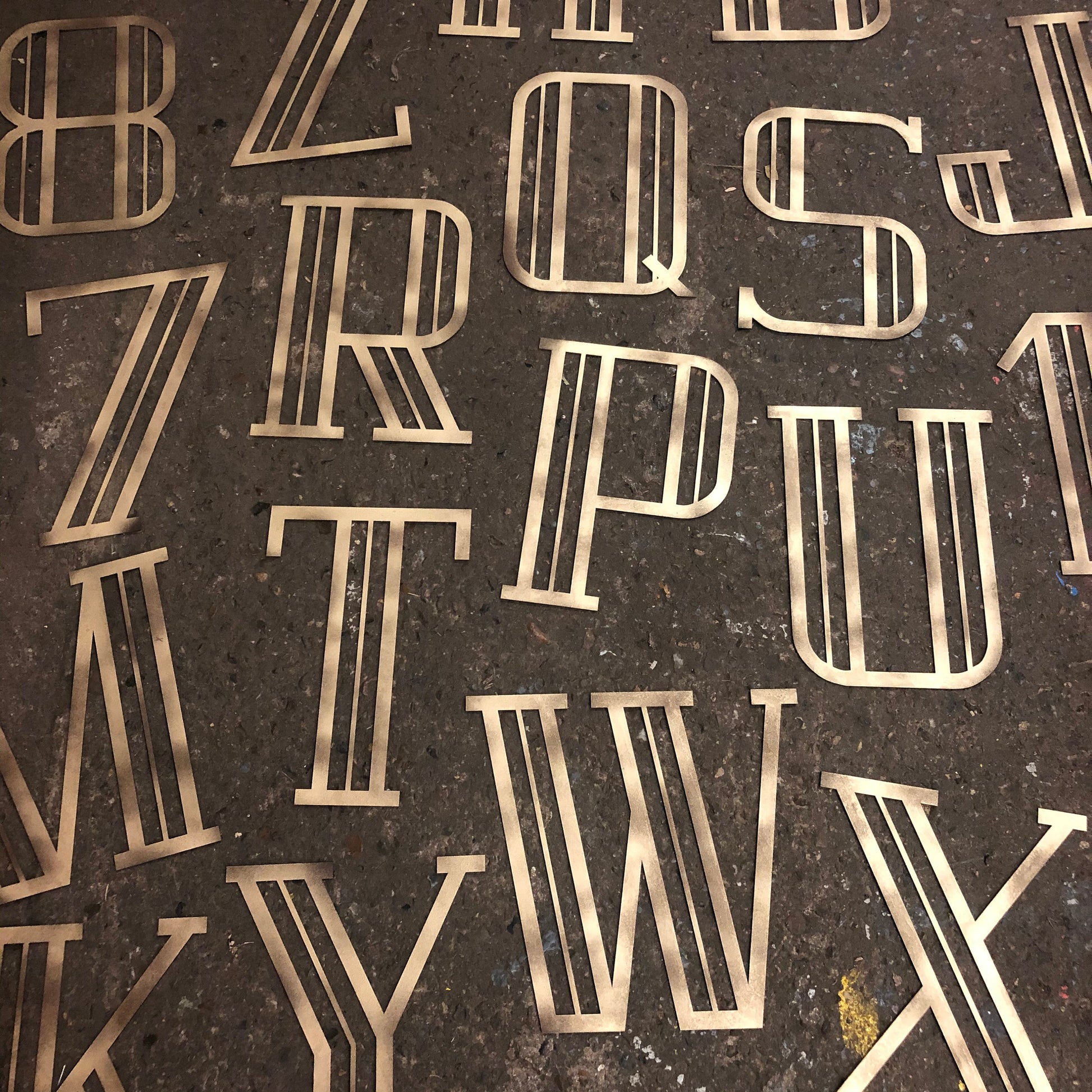 Gold Distressed 5" or 12" Art Deco Lettering A-Z 0-9