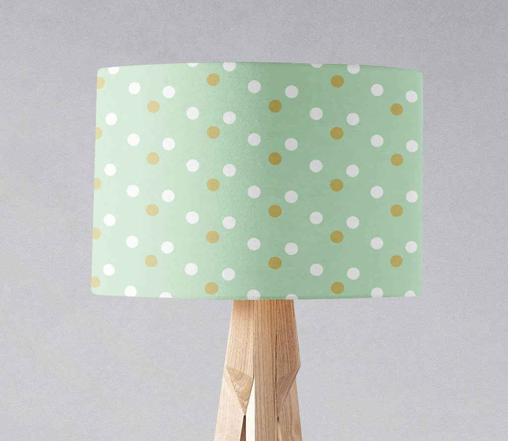 Mint Green with White and Gold Spots Lampshade, Table or Ceiling Light Shade