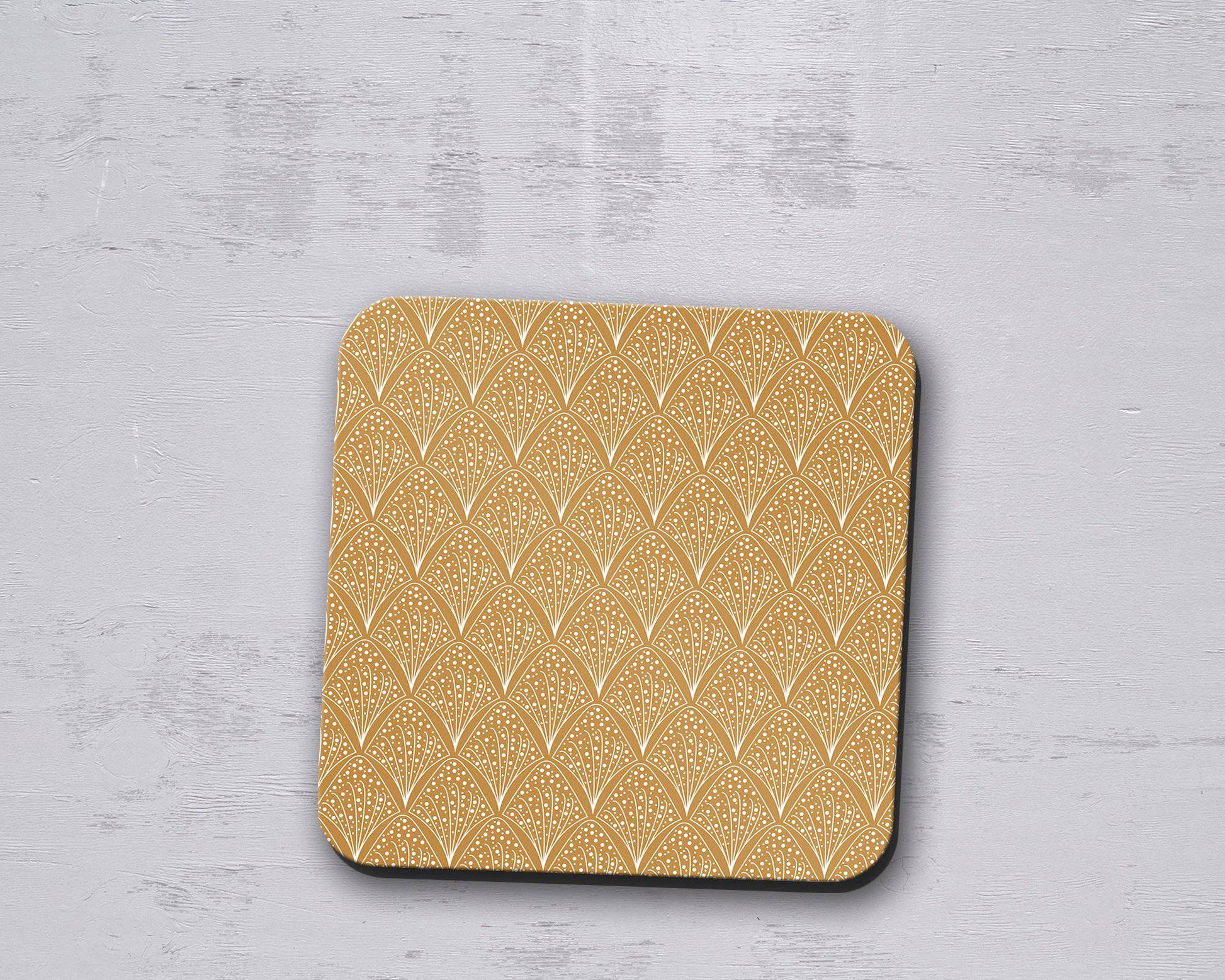 Gold and White Contemporary Design Coasters, Table Decor Drinks Mat