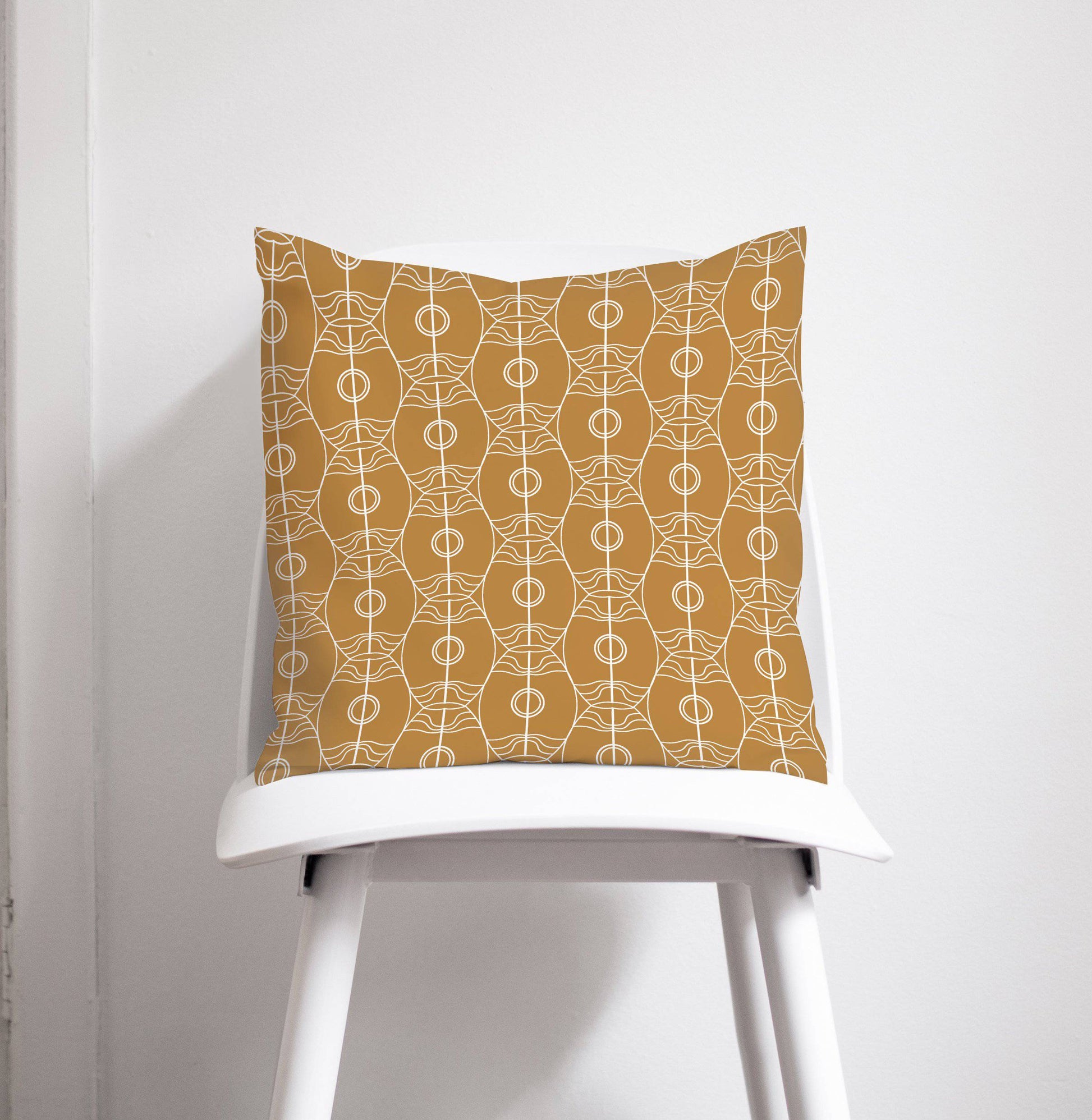 Gold and White Art Nouveau Design Cushion, Throw Pillow