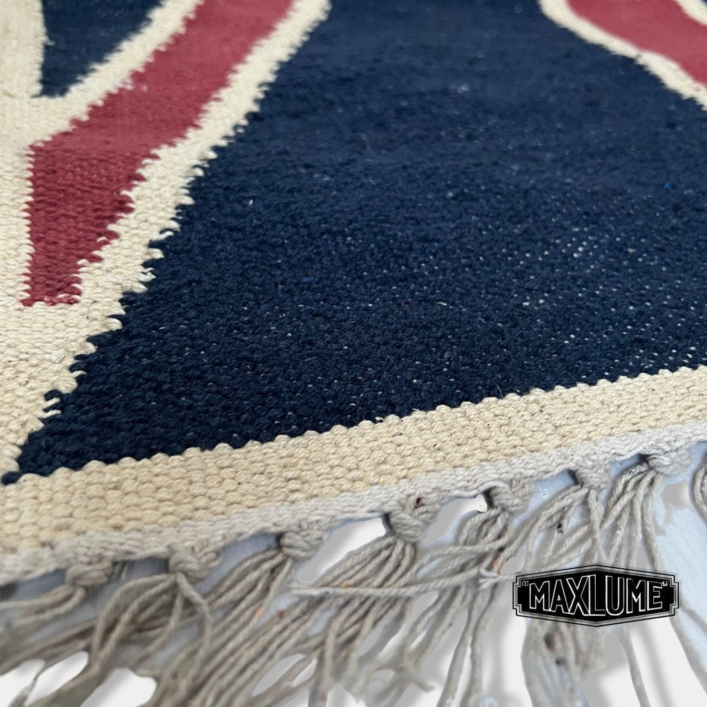 Union Jack Rug Handmade Jute British Flag Design knotted Reversible 5ft x 2.5ft