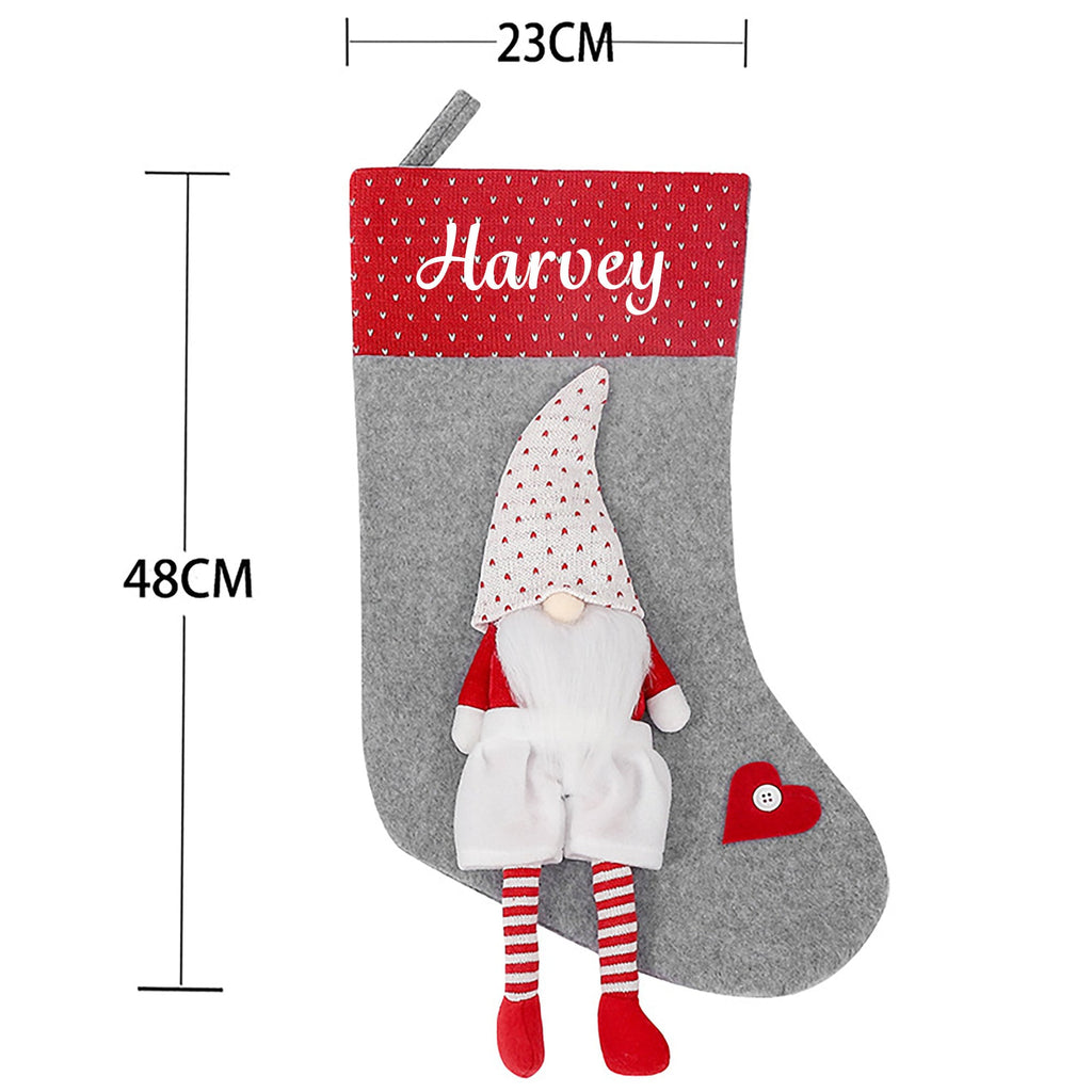 Personalised Christmas Stocking with 3D Gnome Design