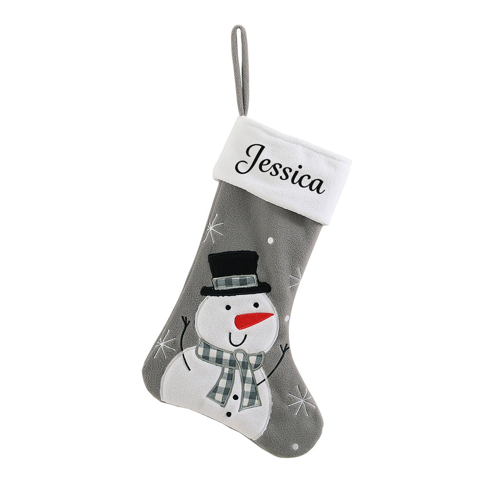 Personalised Grey Christmas Stocking with Fun Designs