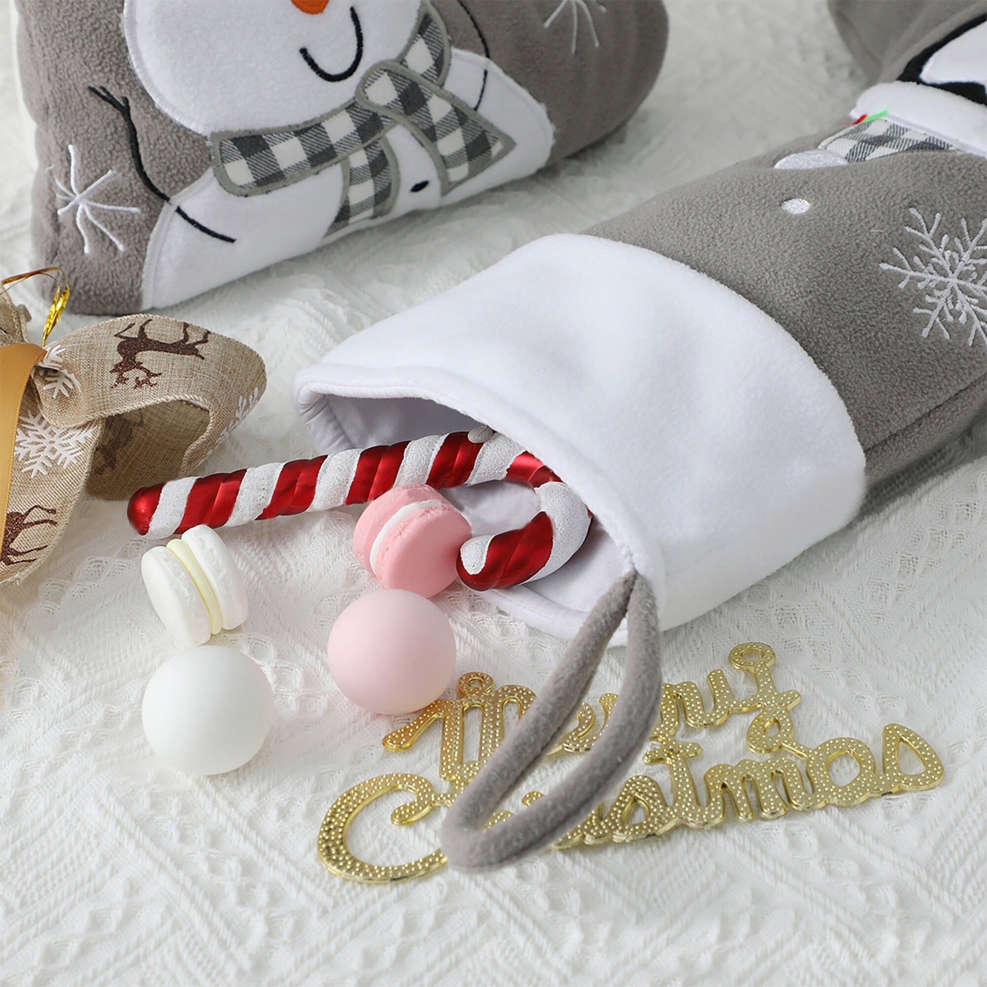 Personalised Grey Christmas Stocking with Fun Designs
