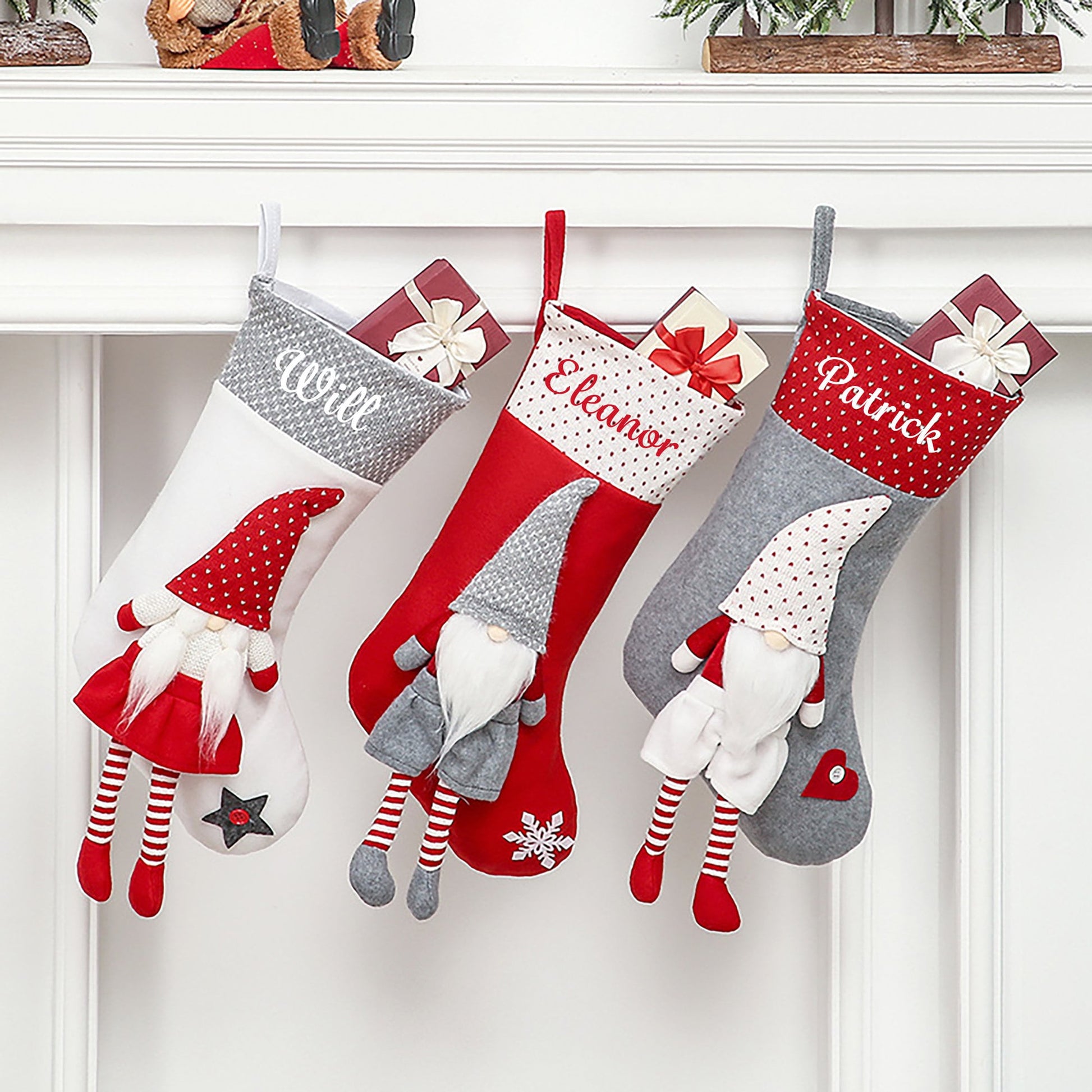 Personalised Christmas Stocking with 3D Gnome Design