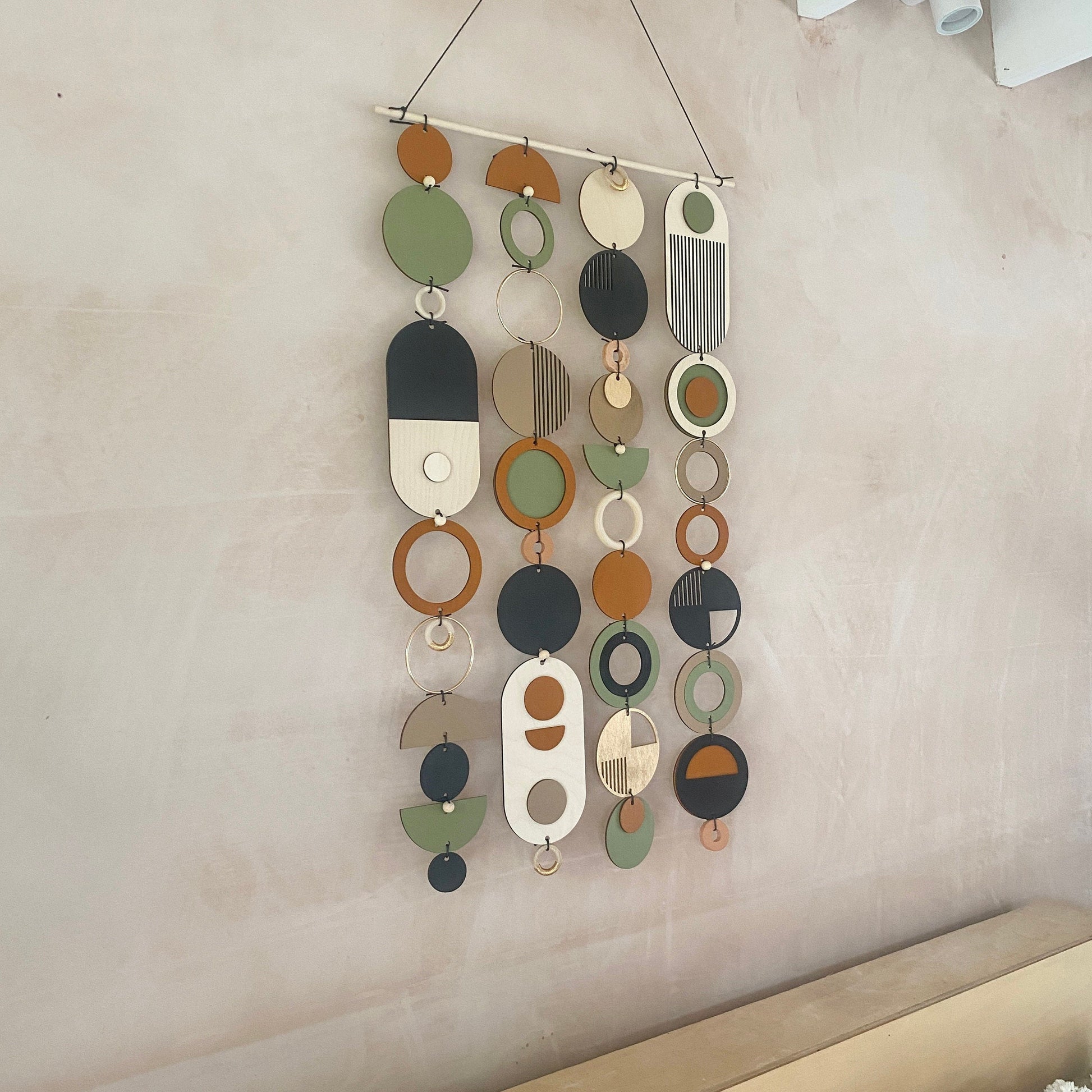 Longer Wall Art - Geometric Artwork - Minimal Home Decor - New Home Trend - Slim Centre Piece Art - Thin Wall Tapestry - Wood Art