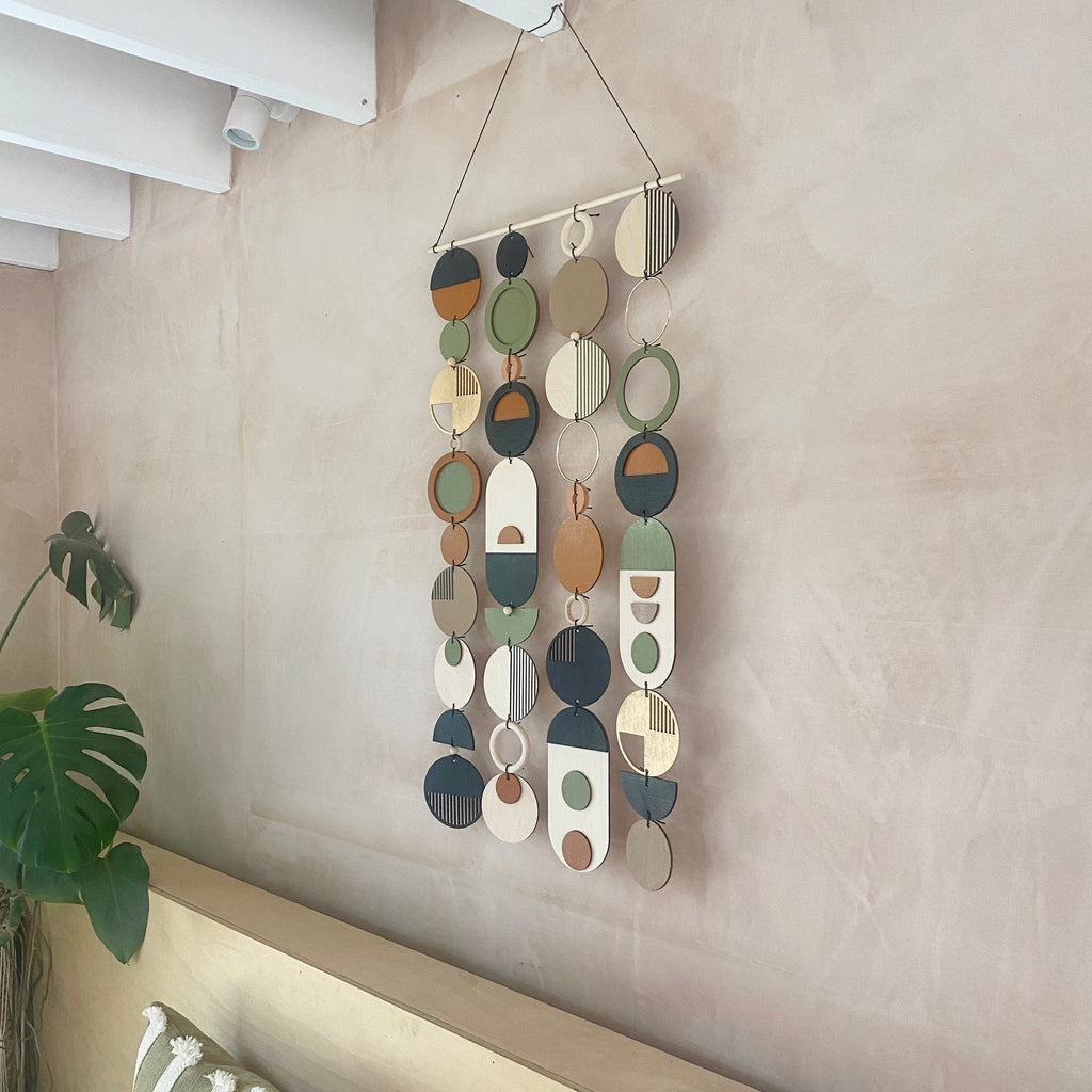 Longer Wall Art - Geometric Artwork - Minimal Home Decor - New Home Trend - Slim Centre Piece Art - Thin Wall Tapestry - Wood Art