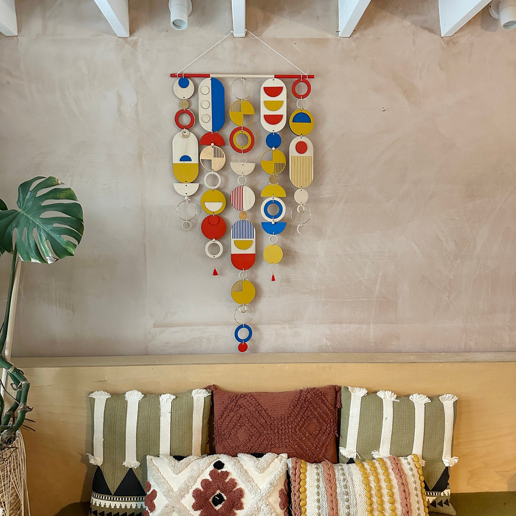 Bright Modern Wall Art - Geometric Artwork - colourful Home Decor - New Home Decor - Large Centre Piece Art - Big Wall Tapestry - Primary