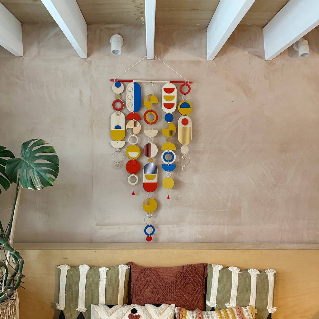 Bright Modern Wall Art - Geometric Artwork - colourful Home Decor - New Home Decor - Large Centre Piece Art - Big Wall Tapestry - Primary