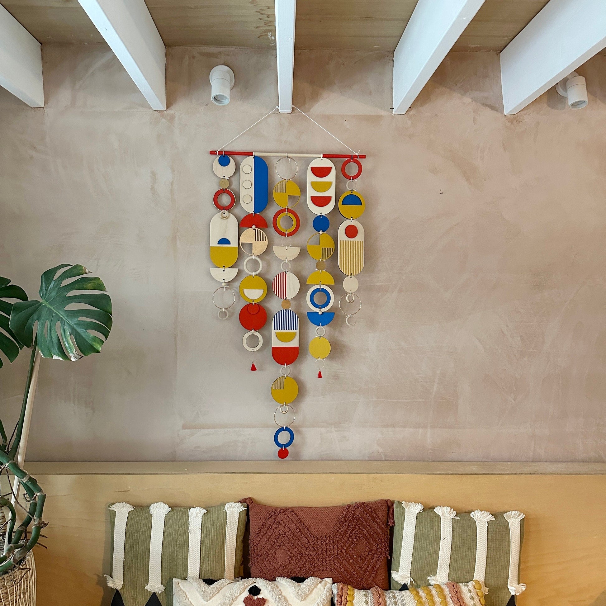 Bright Modern Wall Art - Geometric Artwork - colourful Home Decor - New Home Decor - Large Centre Piece Art - Big Wall Tapestry - Primary