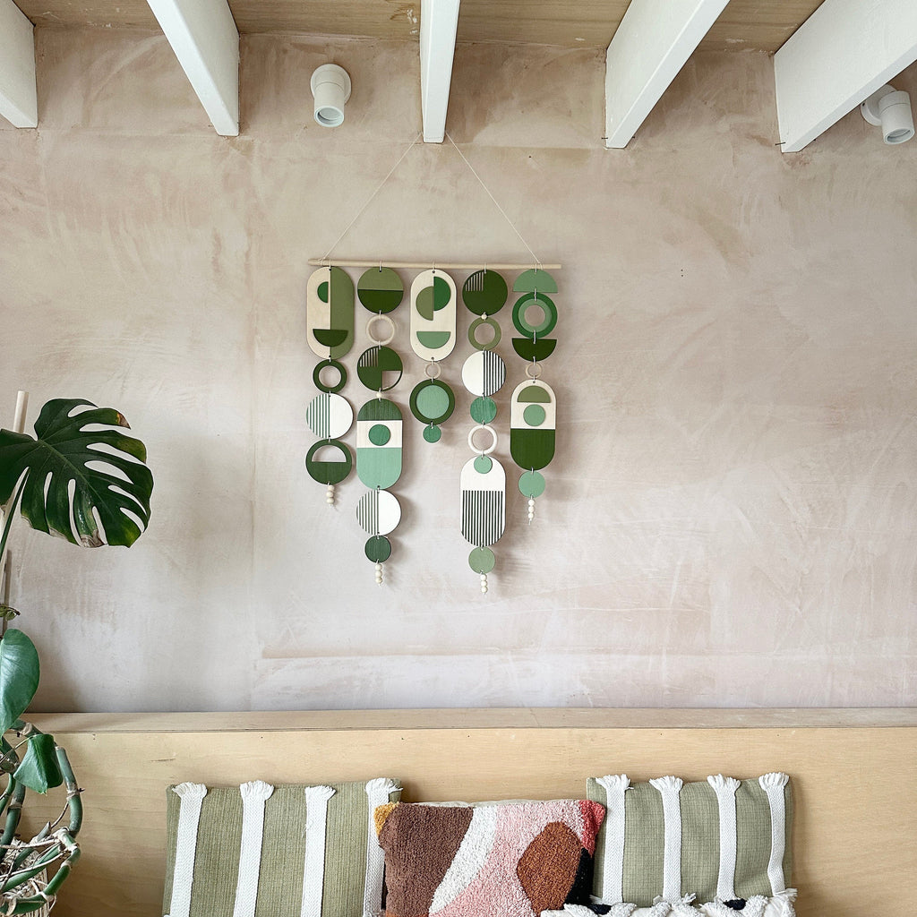 Green Wall Art - Geometric Artwork - Minimal Home Decor - Green Boho Decor- Large Centre Piece Art - Big Wall Tapestry - Large Artwork