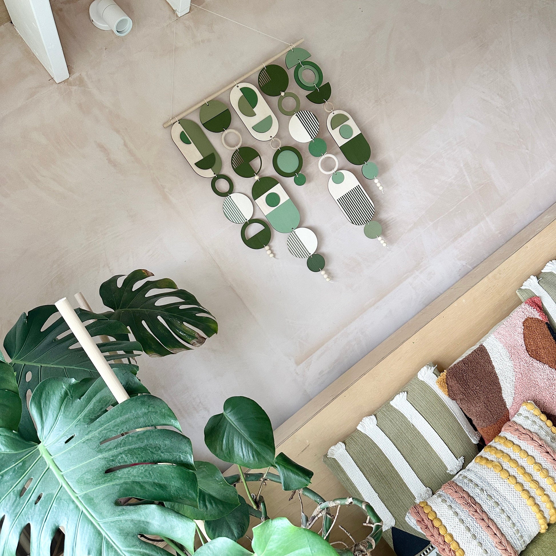 Green Wall Art - Geometric Artwork - Minimal Home Decor - Green Boho Decor- Large Centre Piece Art - Big Wall Tapestry - Large Artwork