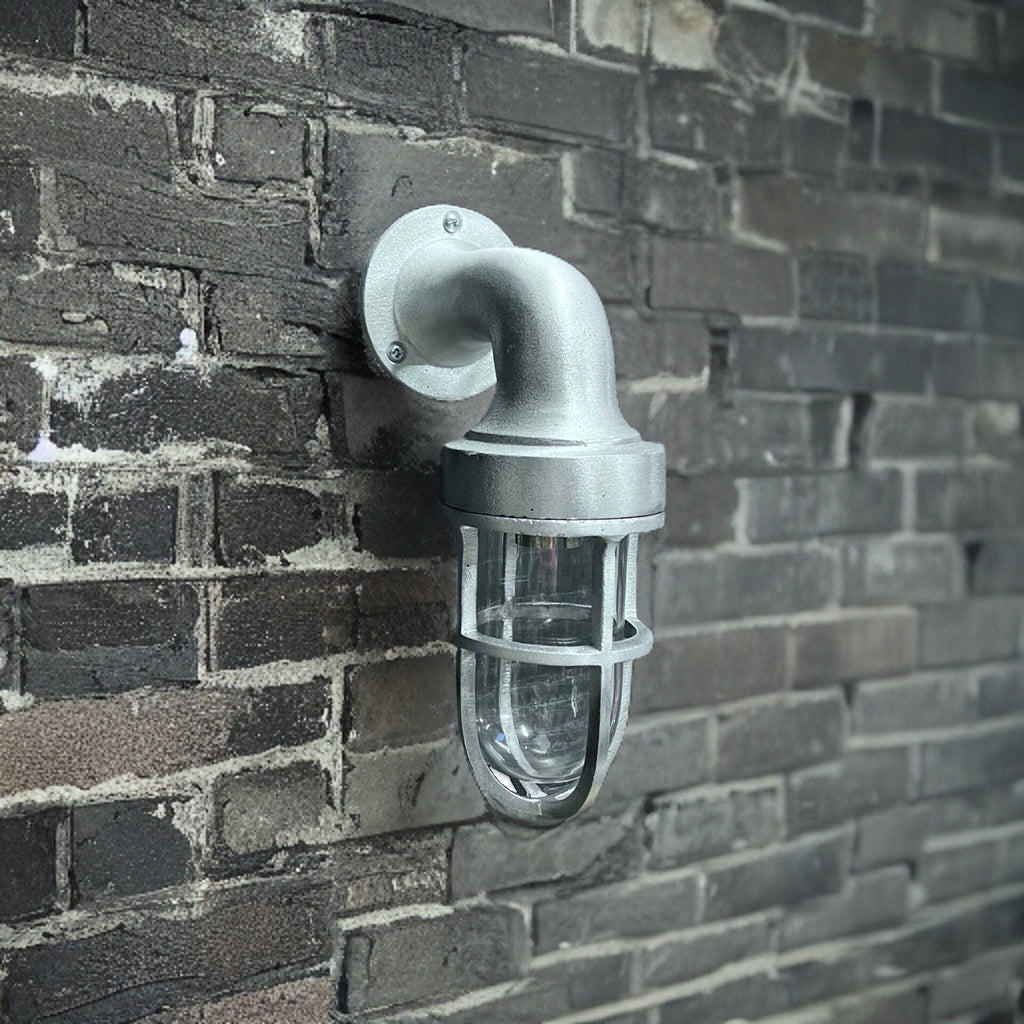 Shingham ~ Bulkhead Outdoor & Garden Wall Light | Cast Raw Pewter | 8 Inch