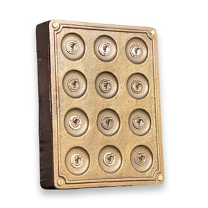 12 Gang 2 Way Bronze Solid Cast Metal Surface Mounting Conduit Light Switch Industrial - BS EN Approved Vintage Crabtree 1950