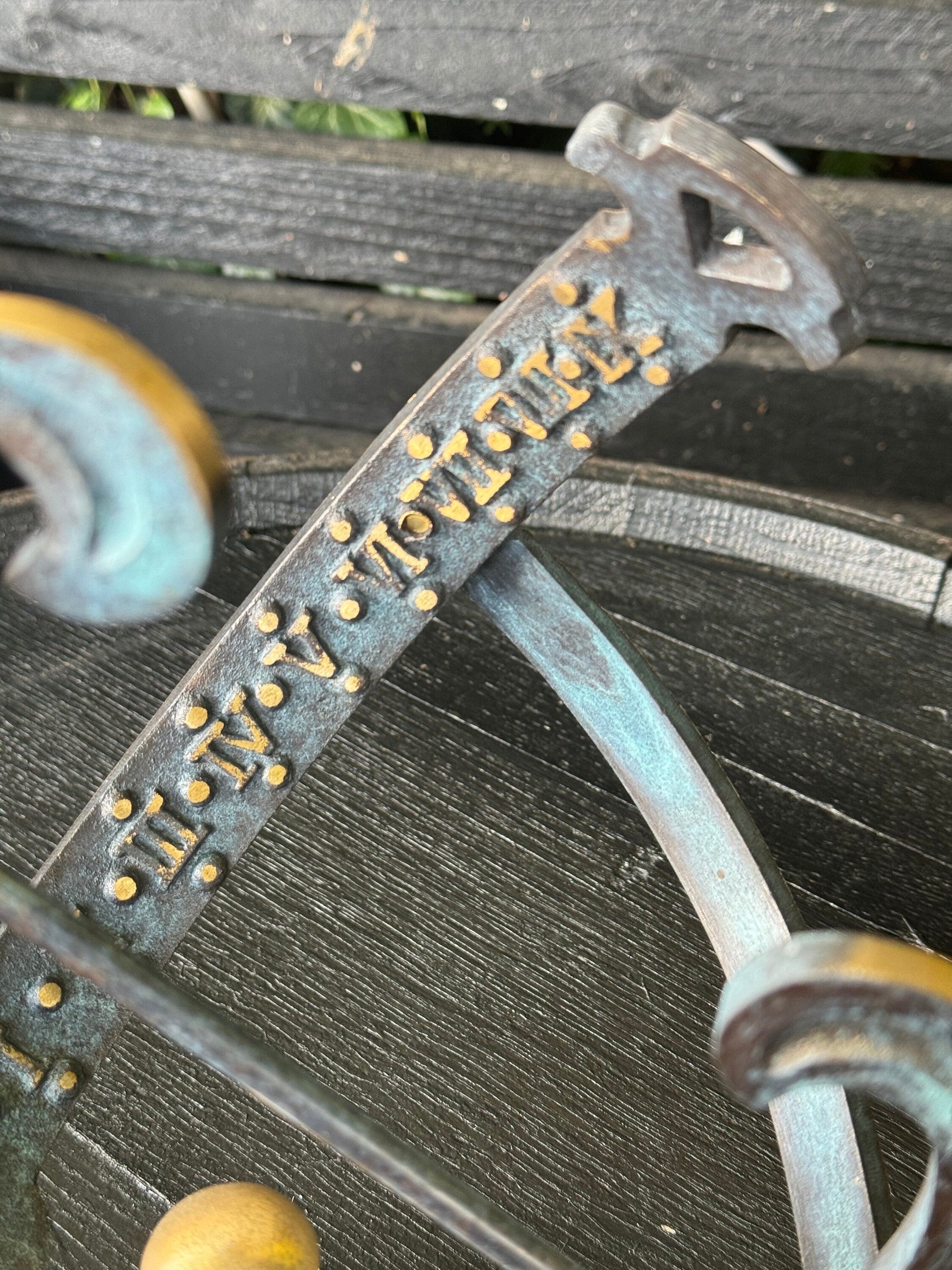 Armillary Small Sphere Sundial Solid Brass and Verdigris Patina Bronze Sculpture Sun Dial Watch Clock ~ Maxlume