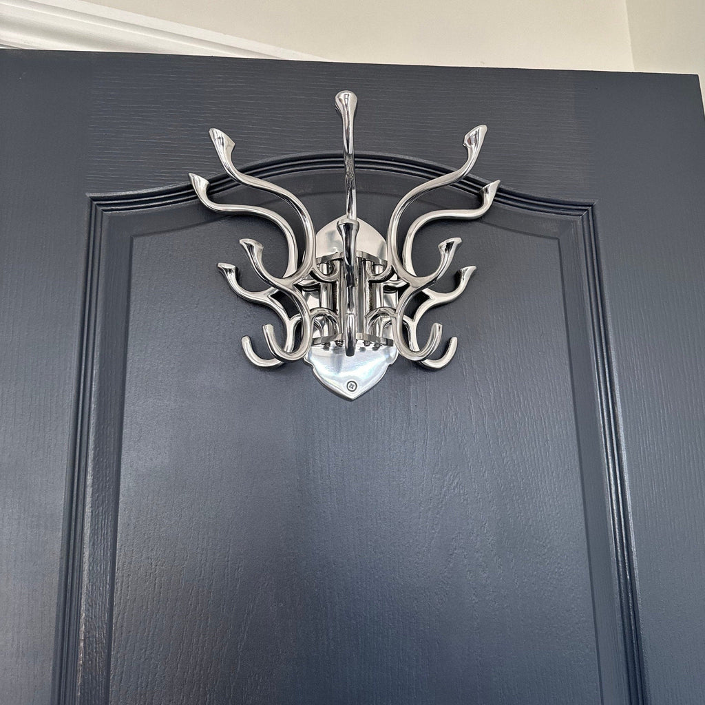 Metal Swivel Coat Rack - Polished Chrome Finish - Rustic - Handmade - Vintage Style | Art Deco