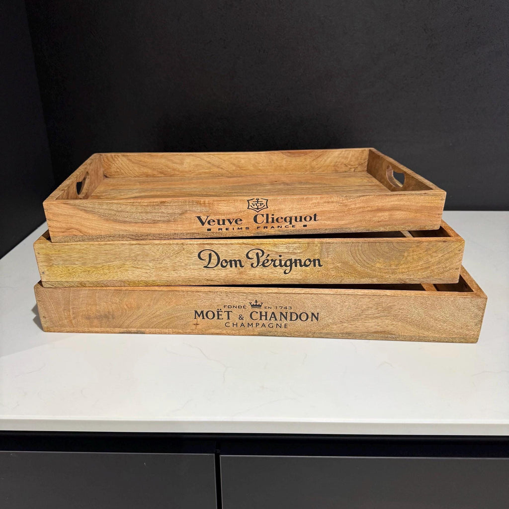 Moët & Chandon Wooden Serving Trays Champagne Butlers Crates Storage Boxes Natural Finish