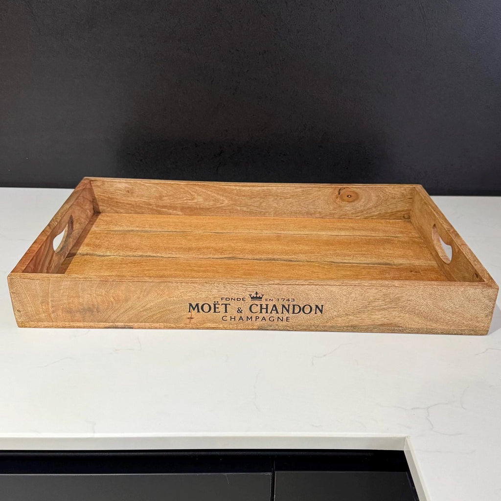 Moët & Chandon Wooden Serving Trays Champagne Butlers Crates Storage Boxes Natural Finish