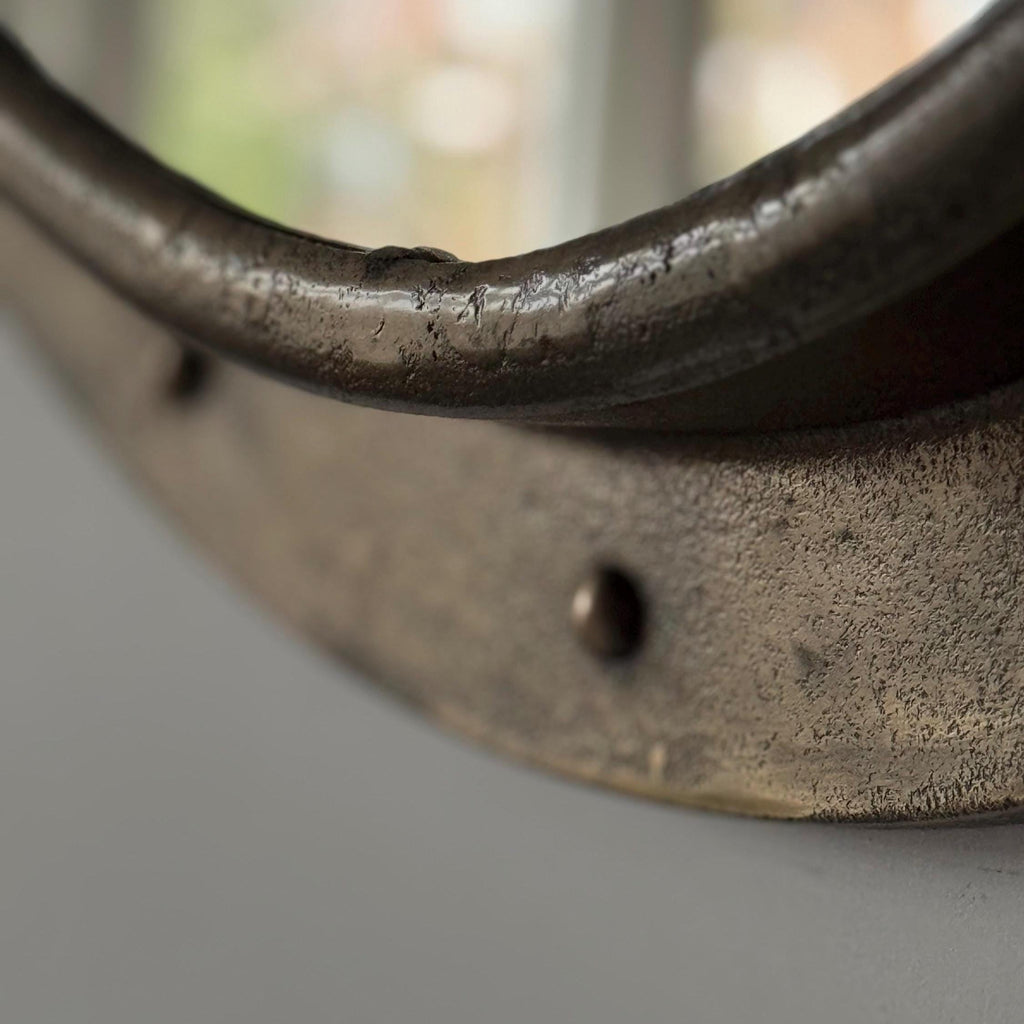 Oversized XL Antique Brass Mirror Solid Cast Nautical Industrial US Navy Deck Yacht Master ~ 61cm