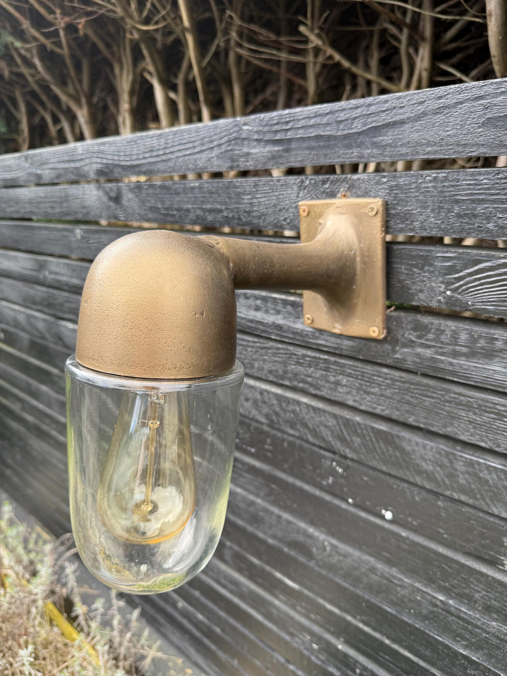 Langham ~ Raw Antique Brass Bulkhead Outdoor & Bathroom Sconce Wall Light | Cast Aluminium  |  Inch