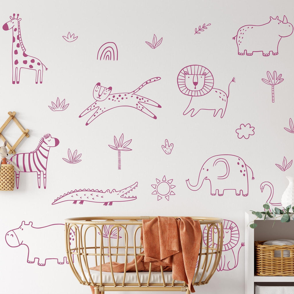 Jungle Animal Decals: Safari Nursery Decor, Removable Wall Art