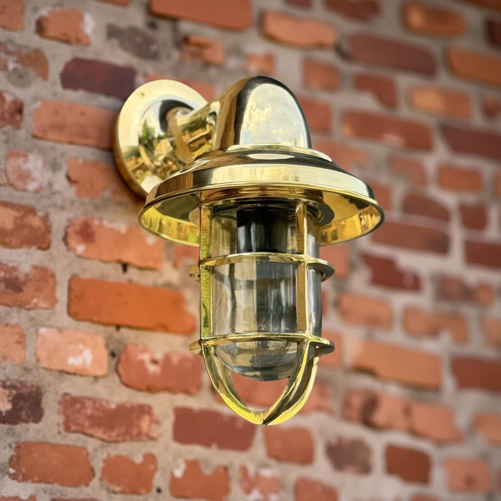 Wells ~ Solid Brass Bulkhead Outdoor & Bathroom Wall Light