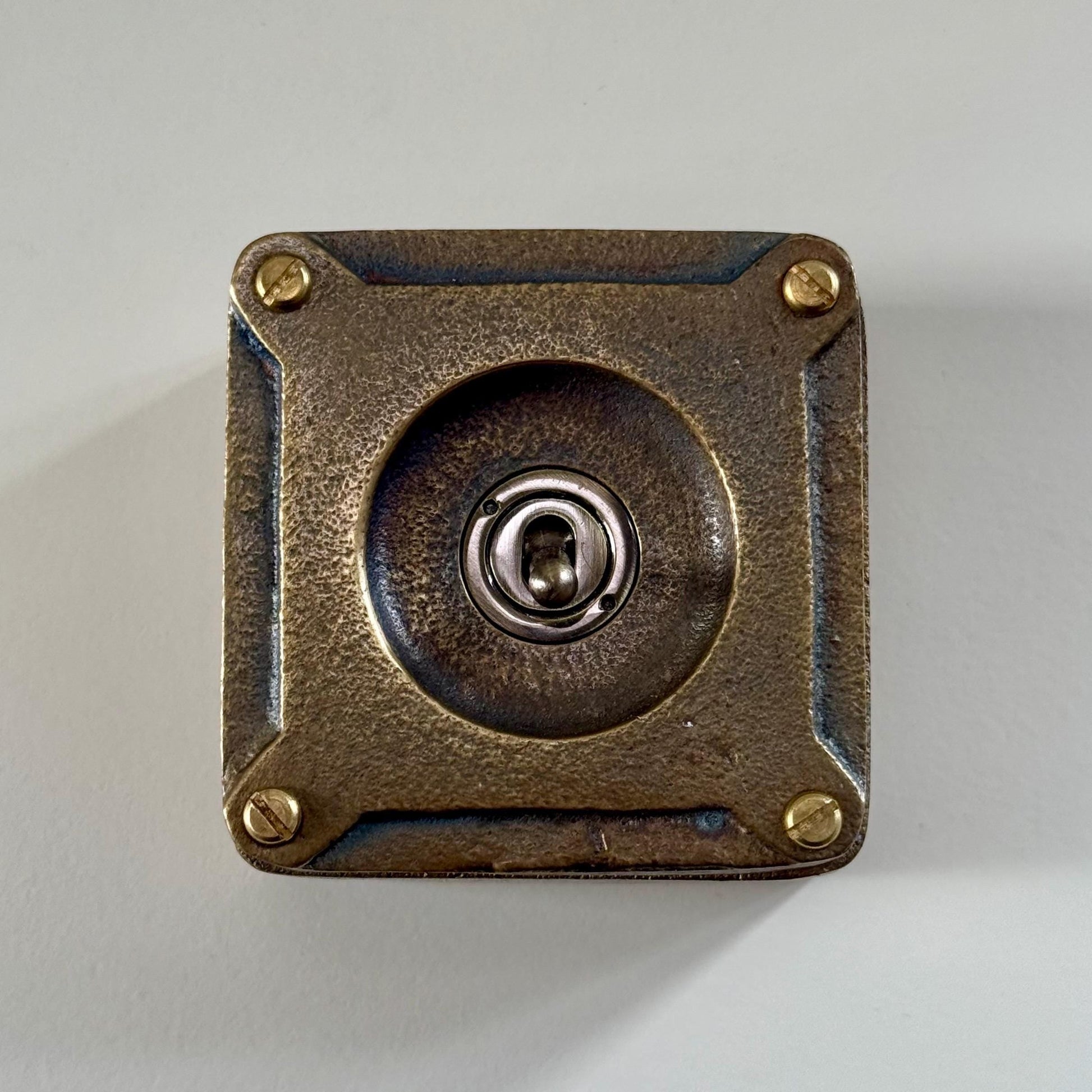 Single Gang Bronze Solid Cast Metal Surface Mounting Light Switch Industrial 2 Way - BS EN Approved Vintage Britmac Style
