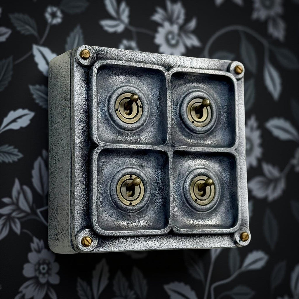 4 Gang 2 Way Solid Cast Metal Conduit Light Switch Industrial