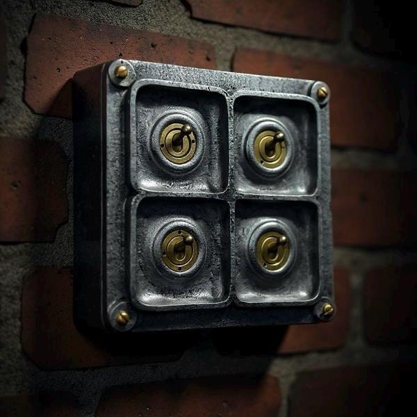 4 Gang 2 Way Solid Cast Metal Conduit Light Switch Industrial