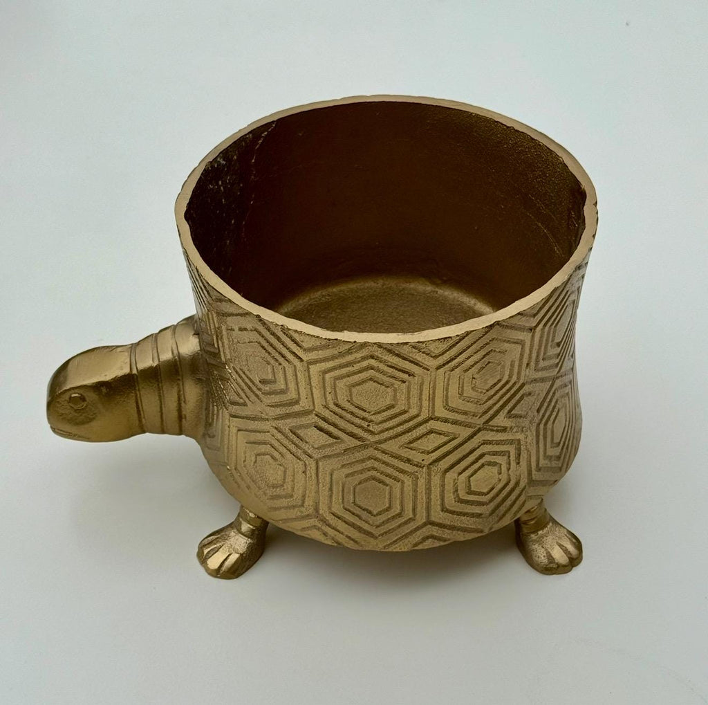 Maxlume - Turtoise Solid Cast Brass Metal Planter Pot for Succulents & Plants | Safari Planter | Animal Pot | Unique Planter |