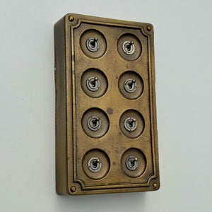 8 Gang 2 Way Bronze Solid Cast Metal Conduit Light Switch Industrial - Vintage Crabtree