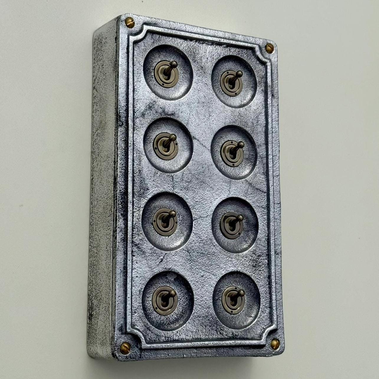 8 Gang 2 Way Solid Cast Metal Conduit Light Switch Industrial - Vintage Crabtree