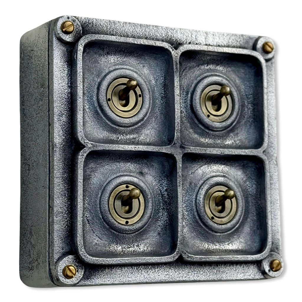 4 Gang 2 Way Solid Cast Metal Conduit Light Switch Industrial