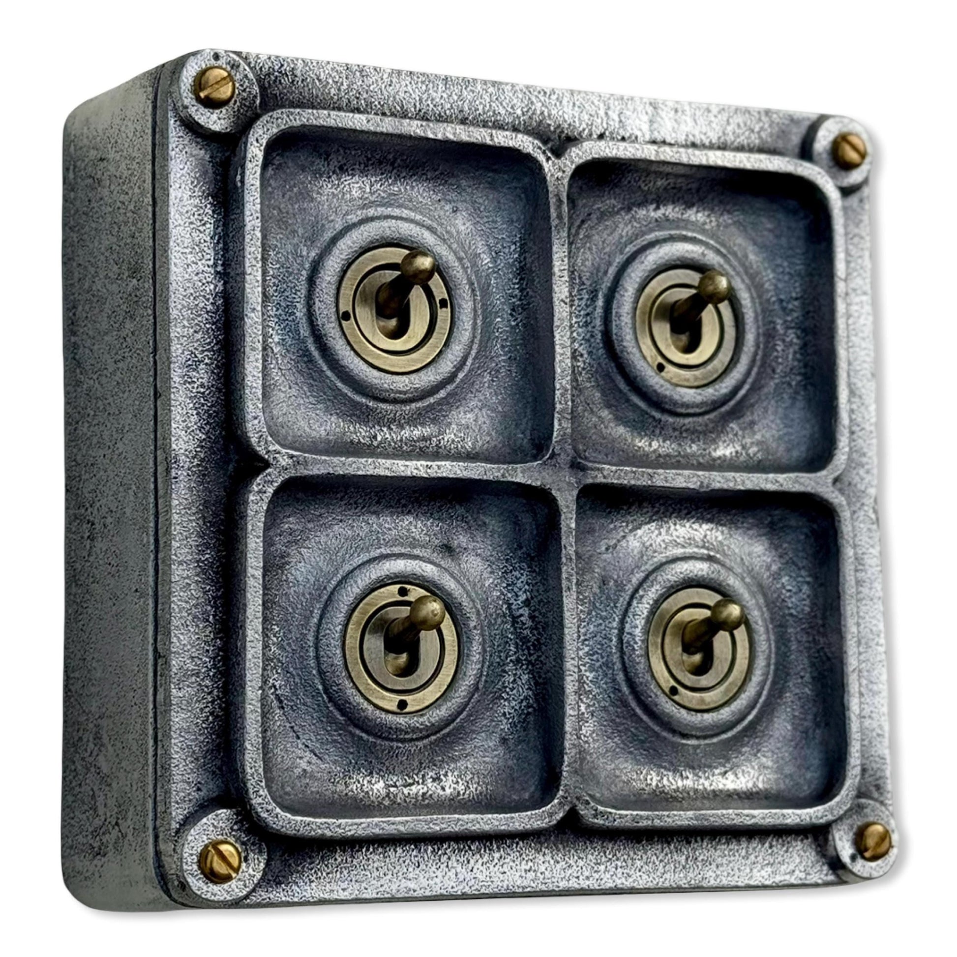 4 Gang 2 Way Solid Cast Metal Conduit Light Switch Industrial