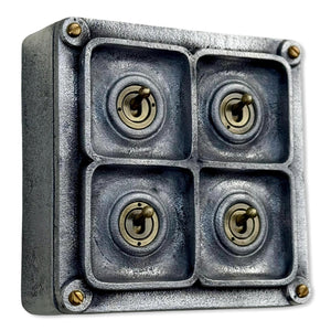 4 Gang 2 Way Solid Cast Metal Conduit Light Switch Industrial