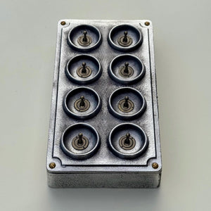 8 Gang 2 Way Solid Cast Metal Conduit Light Switch Industrial - Vintage Crabtree Style