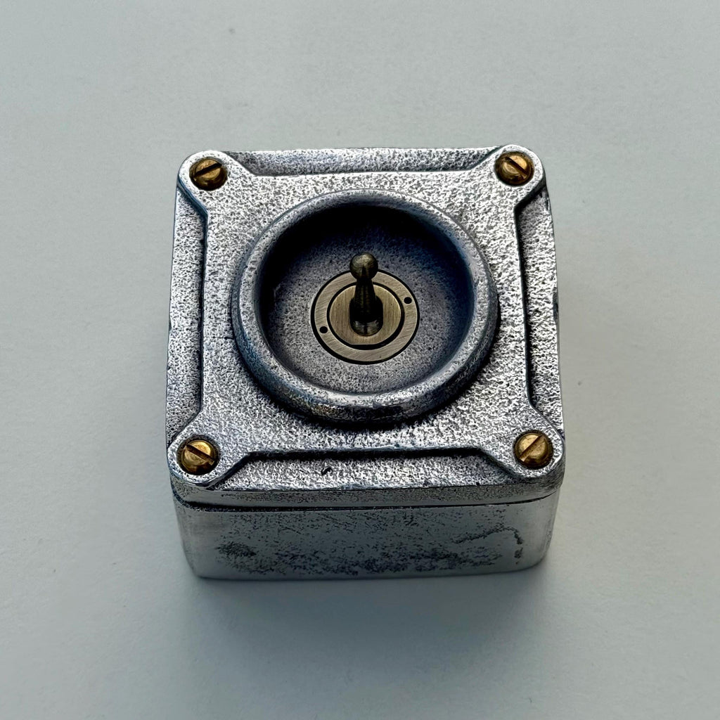 Single Gang Solid Metal Conduit Toggle Light Switch - Industrial Vintage Crabtree