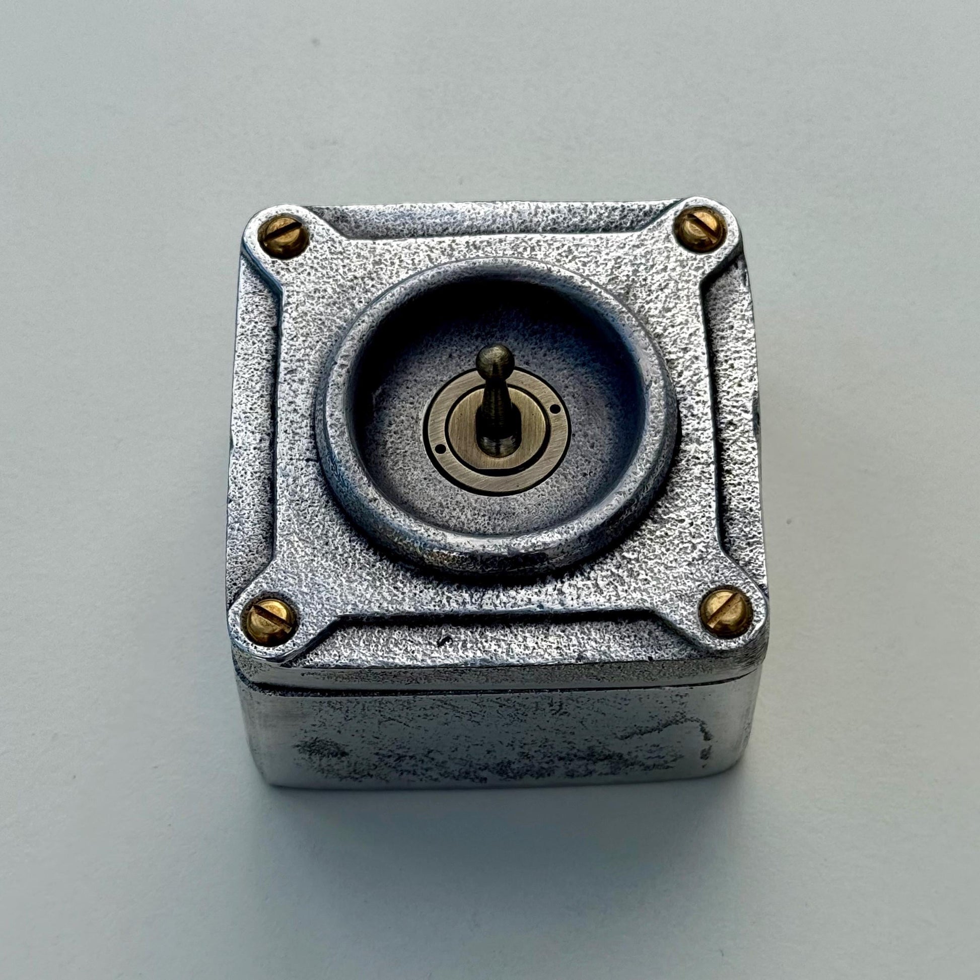 Single Gang Solid Metal Conduit Toggle Light Switch - Industrial Vintage Crabtree