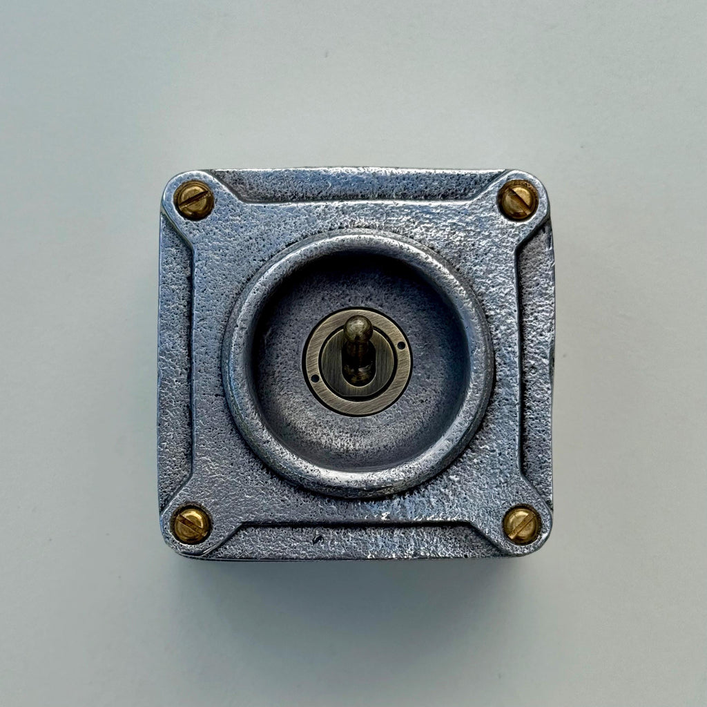 Single Gang Solid Metal Conduit Toggle Light Switch - Industrial Vintage Crabtree