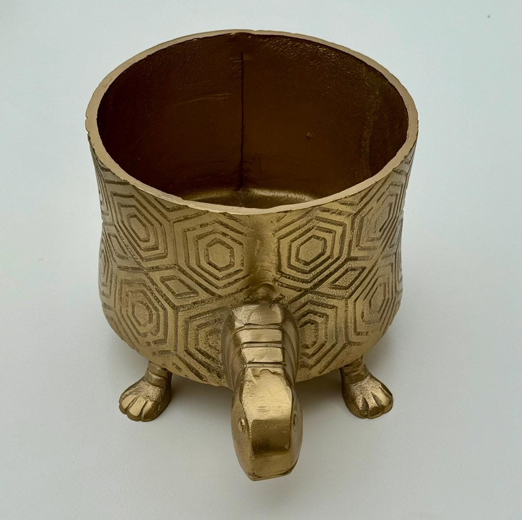 Maxlume - Turtoise Solid Cast Brass Metal Planter Pot for Succulents & Plants | Safari Planter | Animal Pot | Unique Planter |