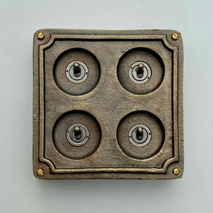 4 Gang 2 Way Solid Antique Brass Bronze Metal Surface Mounting Conduit Light Switch Industrial - Vintage Britmac Style